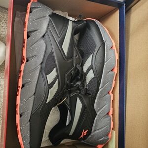 Men's Black Trail Sneakers with Coral Accents